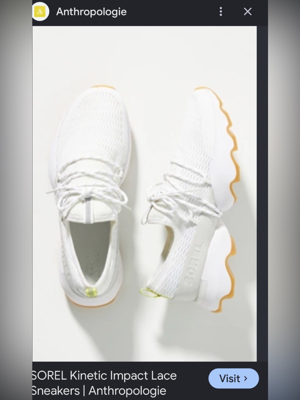 New Sorel White Kinetic Impact Sneakers Yellow
7.5 $228 Anthropologie shoes